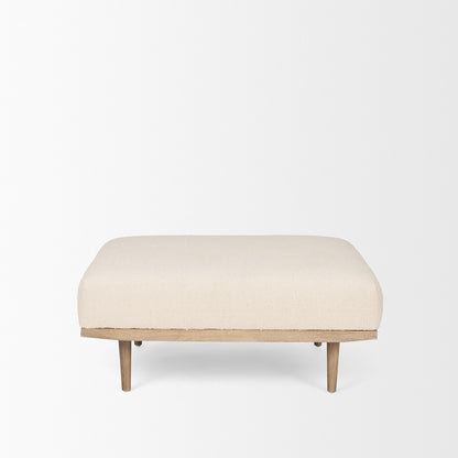 Mercana - Shae Brown Wood w/ Oatmeal Fabric Ottoman - 70795 view 2