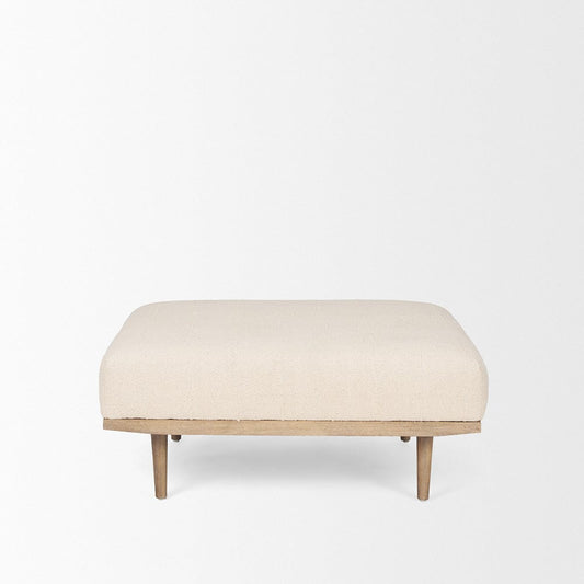 Mercana - Shae Brown Wood w/ Oatmeal Fabric Ottoman - 70795 view 2
