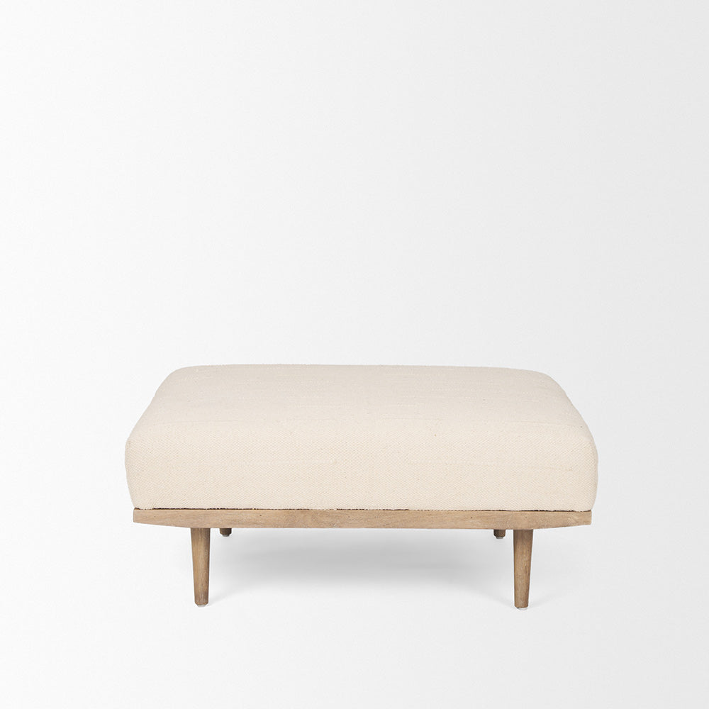 Mercana - Shae Brown Wood w/ Oatmeal Fabric Ottoman - 70795 view 4