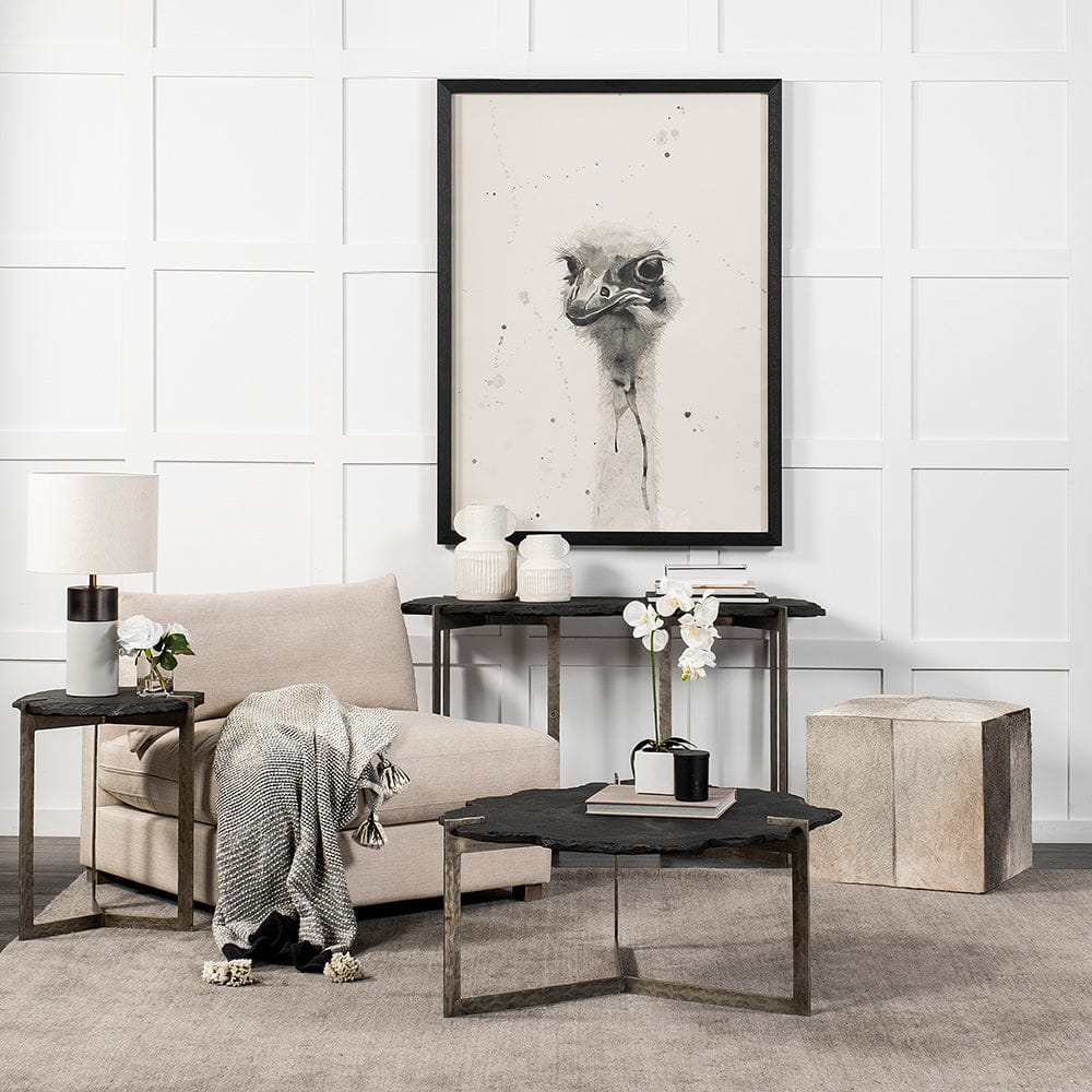 Mercana - Shale 37" Irregular Live-Edge Black Slate w/Flat Iron Base Coffee Table - 69049-AB view 2