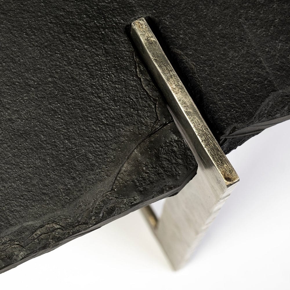 Mercana - Shale 37" Irregular Live-Edge Black Slate w/Flat Iron Base Coffee Table - 69049-AB view 5