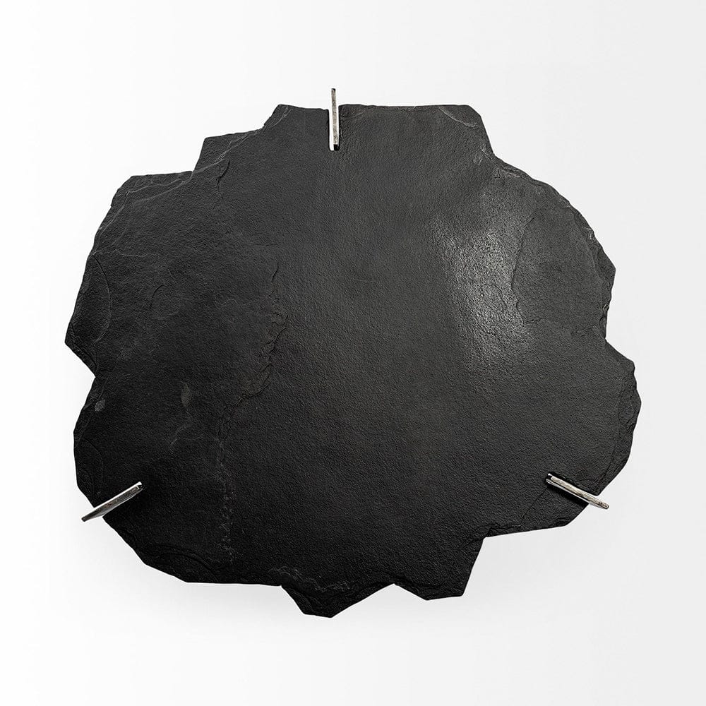 Mercana - Shale 37" Irregular Live-Edge Black Slate w/Flat Iron Base Coffee Table - 69049-AB view 8