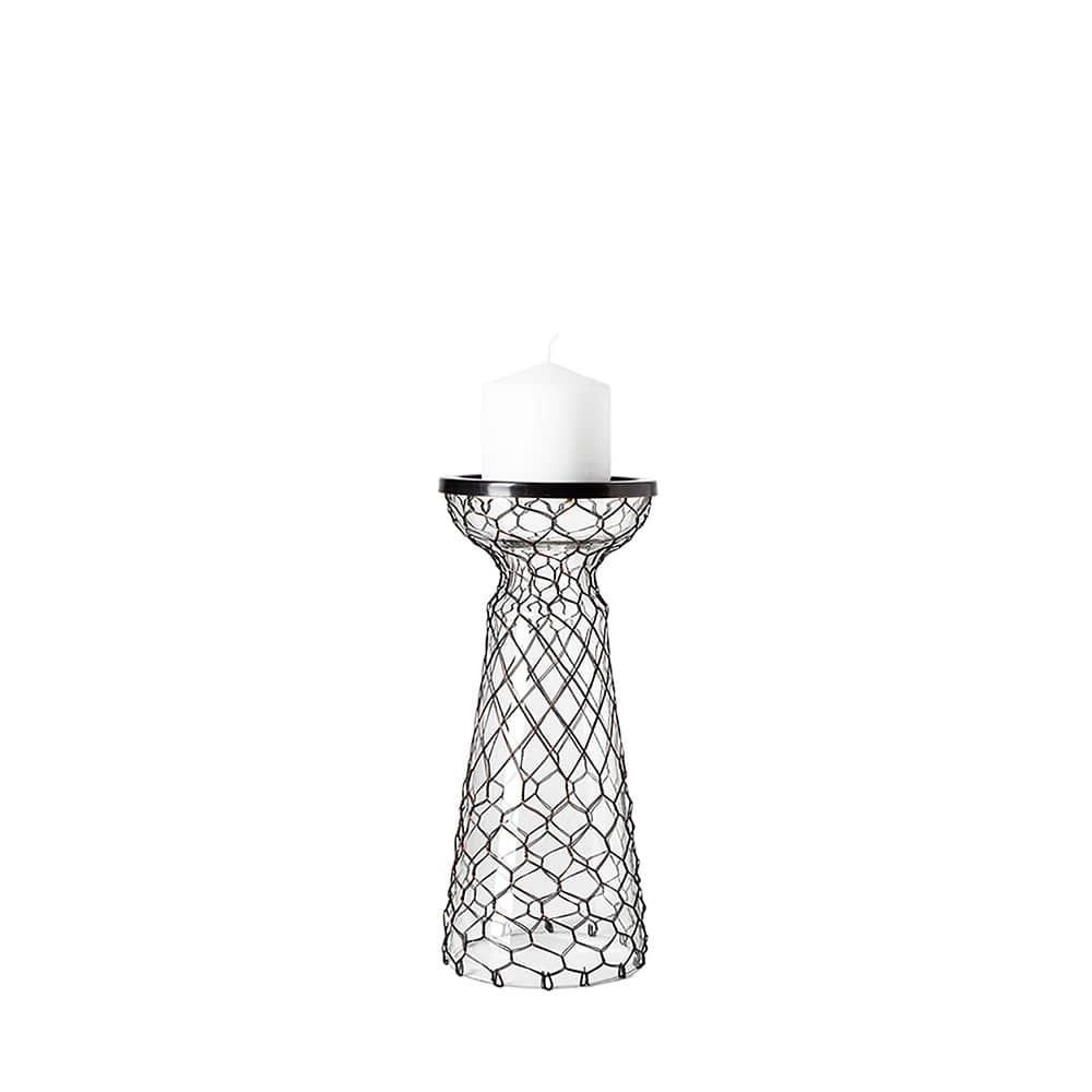 Mercana - Shandra I Small Glass w/Metal Wire Snakeskin Pattern Table Candle Holder - 68156_CLOSEOUT view 1