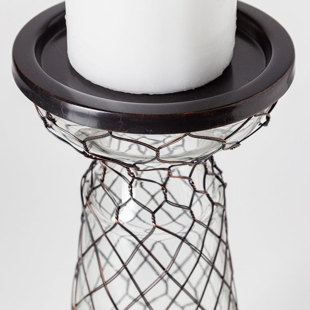 Mercana - Shandra I Small Glass w/Metal Wire Snakeskin Pattern Table Candle Holder - 68156_CLOSEOUT view 3
