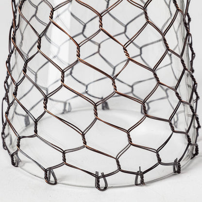 Mercana - Shandra I Small Glass w/Metal Wire Snakeskin Pattern Table Candle Holder - 68156_CLOSEOUT view 5