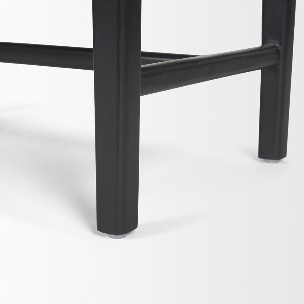 Mercana - Shane Black Wood w/ Woven Black Leather Bench - 70801 view 8