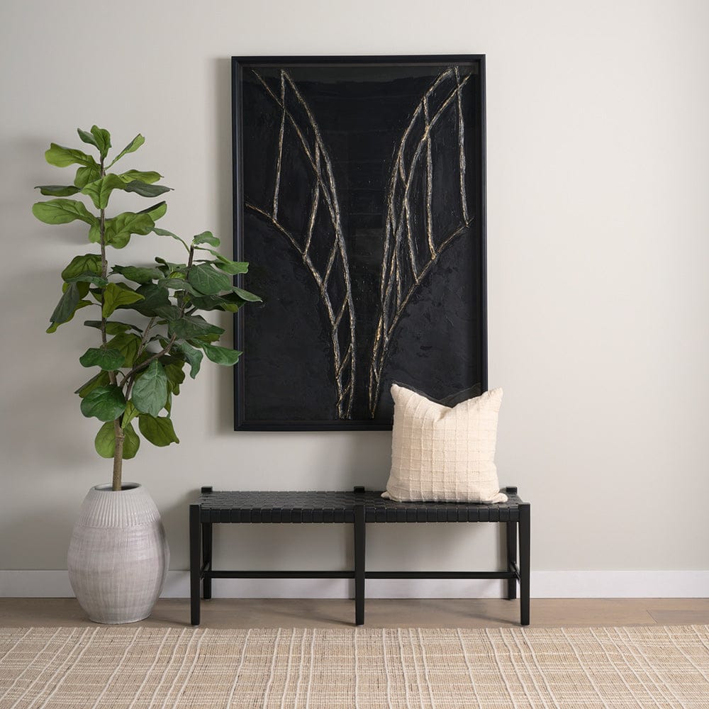 Mercana - Shane Black Wood w/ Woven Black Leather Bench - 70801 view 11