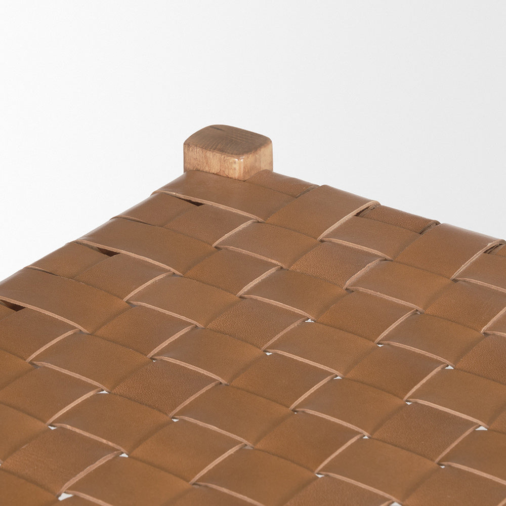 Mercana - Shane Brown Wood w/ Woven Brown Leather Bench - 70800 view 5