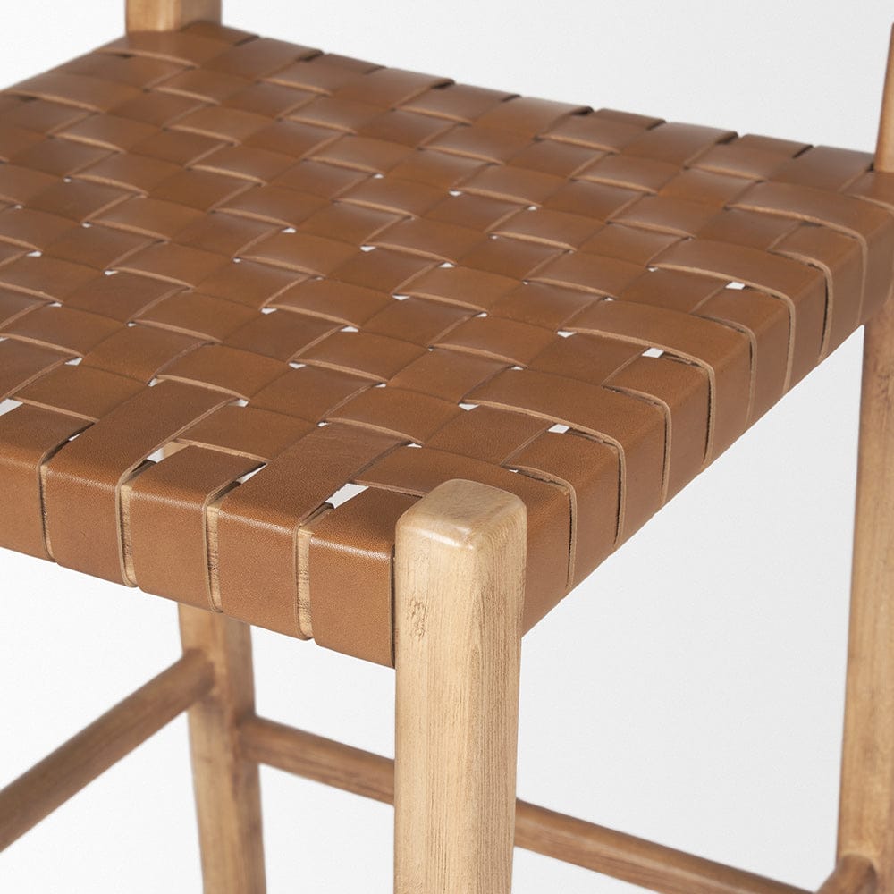 Mercana - Shane Brown Wood w/ Woven Brown Leather Counter Stool - 70798 view 8