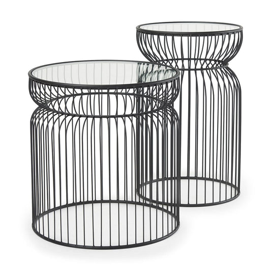 Mercana - Shani Round, Black Metal w/ Glass, Accent Tables (Set of 2) - 70089 view 1