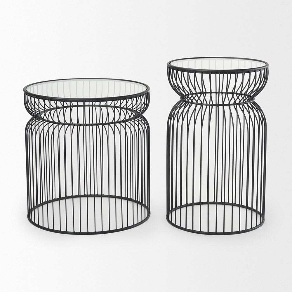 Mercana - Shani Round, Black Metal w/ Glass, Accent Tables (Set of 2) - 70089 view 2