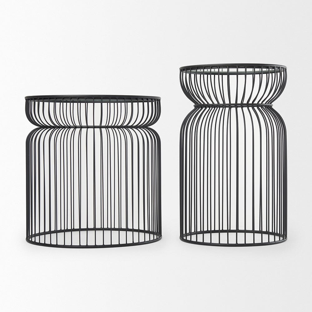 Mercana - Shani Round, Black Metal w/ Glass, Accent Tables (Set of 2) - 70089 view 3