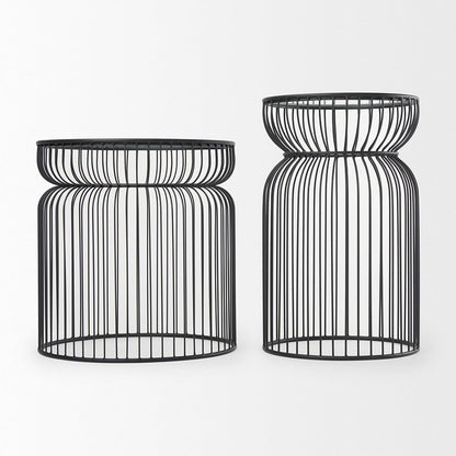 Mercana - Shani Round, Black Metal w/ Glass, Accent Tables (Set of 2) - 70089 view 3