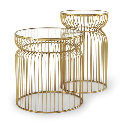 Mercana - Shani Round, Gold Metal w/ Glass Accent Tables (Set of 2) - 70088_CLOSEOUT view 1