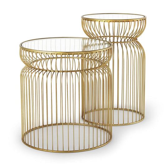 Mercana - Shani Round, Gold Metal w/ Glass Accent Tables (Set of 2) - 70088_CLOSEOUT view 1
