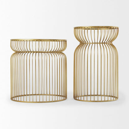 Mercana - Shani Round, Gold Metal w/ Glass Accent Tables (Set of 2) - 70088_CLOSEOUT view 3
