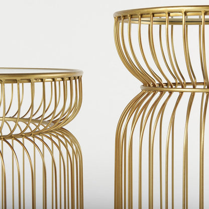 Mercana - Shani Round, Gold Metal w/ Glass Accent Tables (Set of 2) - 70088_CLOSEOUT view 4