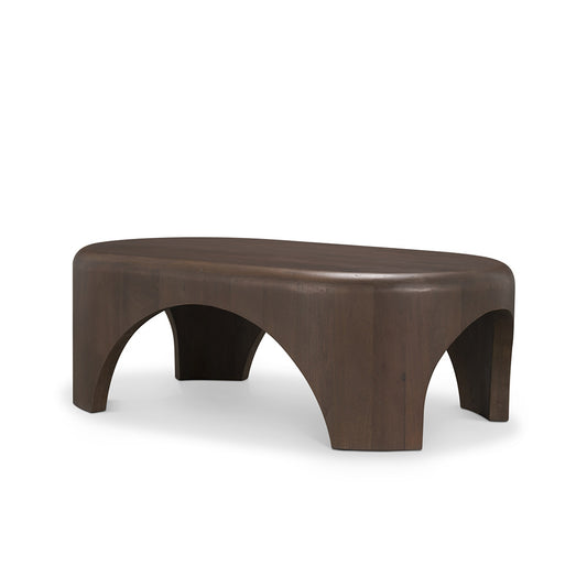 Mercana - Shima Oval Dark Brown Wood w/ Arched Legs Coffee Table - 70831 view 1