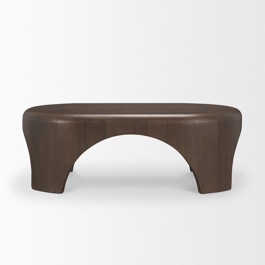 Mercana - Shima Oval Dark Brown Wood w/ Arched Legs Coffee Table - 70831 view 2