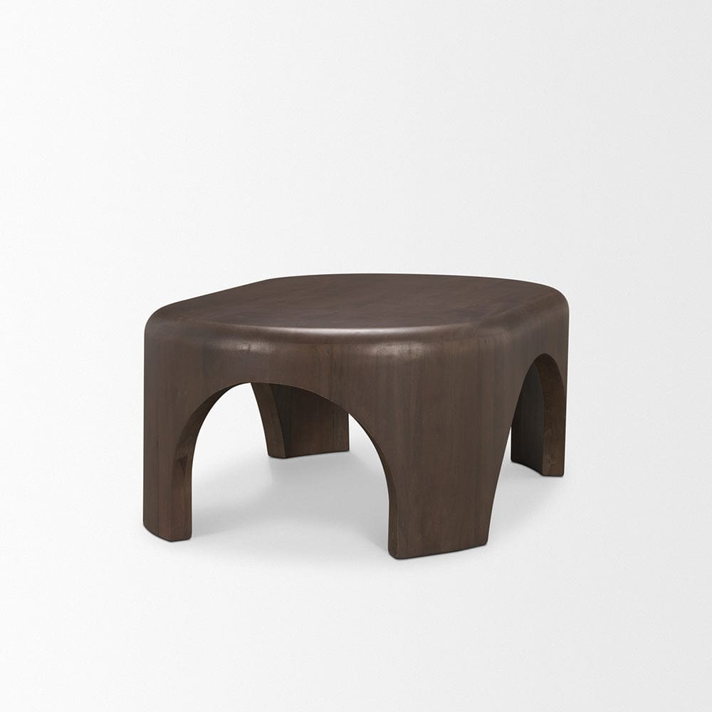 Mercana - Shima Oval Dark Brown Wood w/ Arched Legs Coffee Table - 70831 view 4