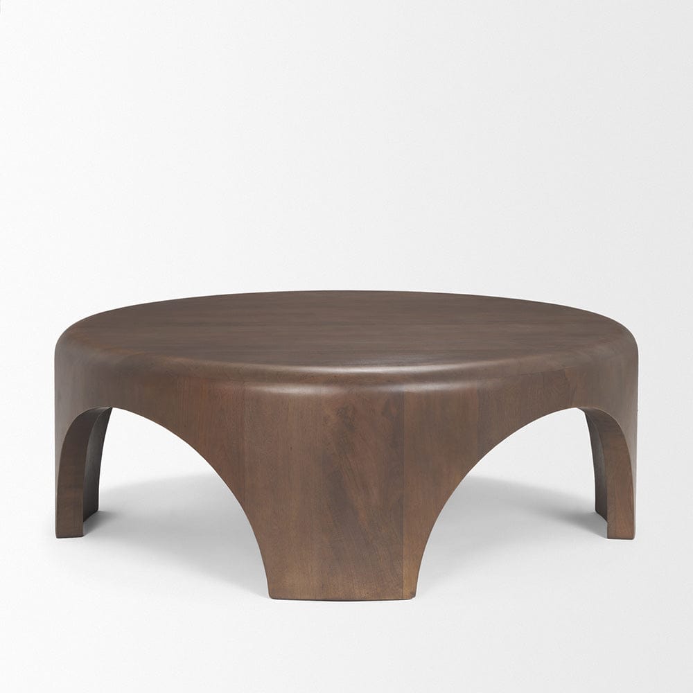 Mercana - Shima Round Dark Brown Wood W/Arched Legs Coffee Table - 70832 view 3