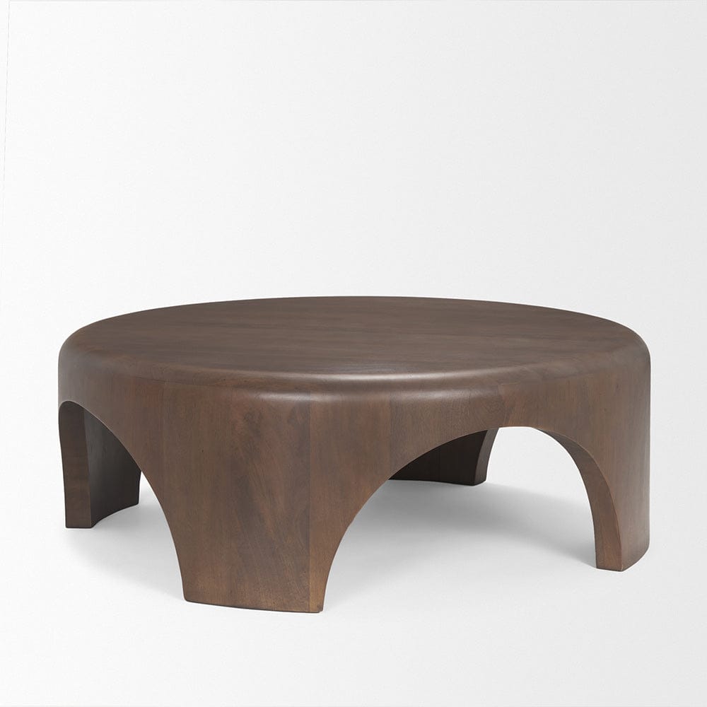 Mercana - Shima Round Dark Brown Wood W/Arched Legs Coffee Table - 70832 view 4