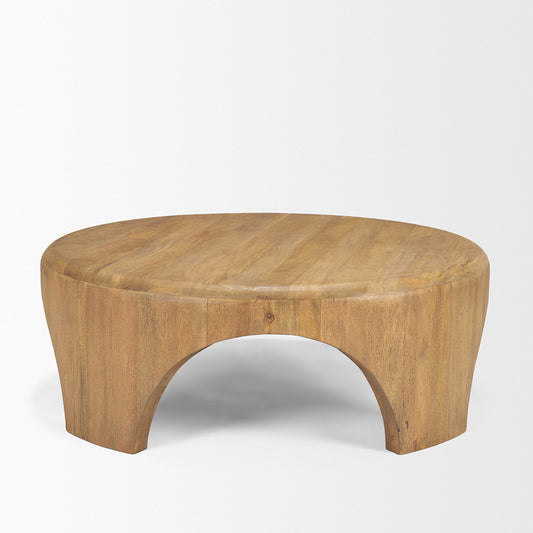 Mercana - Shima Round Light Brown Wood W/Arched Legs Coffee Table - 70867 view 2