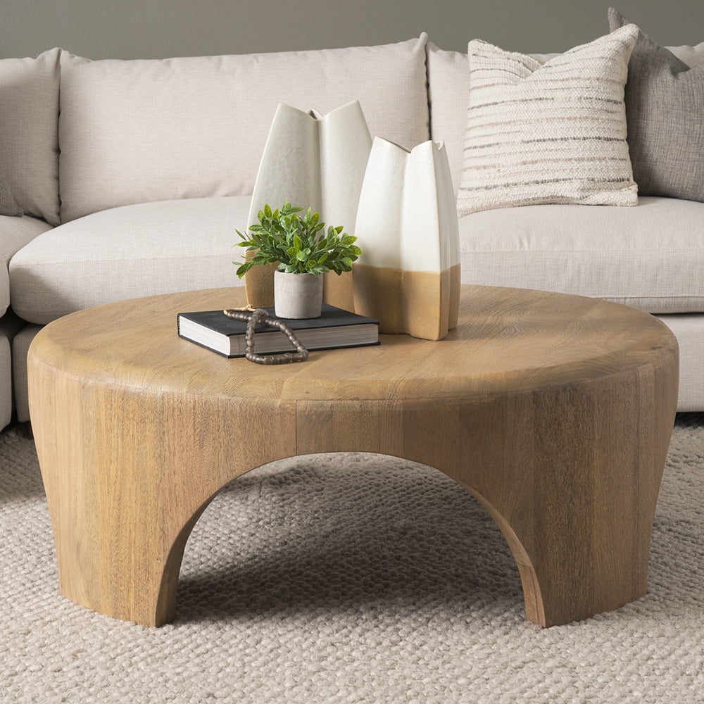 Mercana - Shima Round Light Brown Wood W/Arched Legs Coffee Table - 70867 view 10