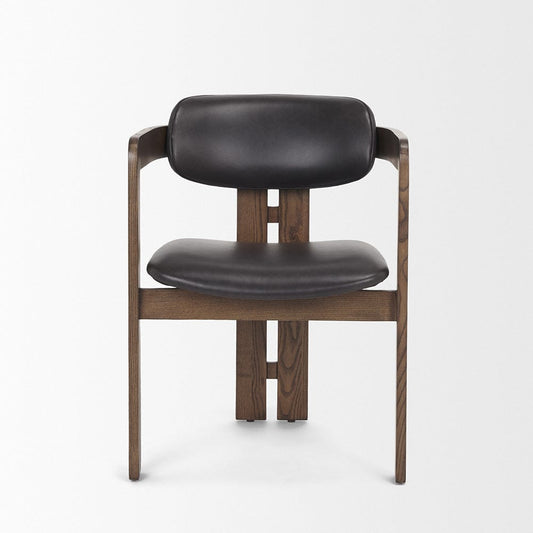 Mercana - Shiro Medium Brown w/ Espresso Brown Leather Dining Chair - 70804 view 2