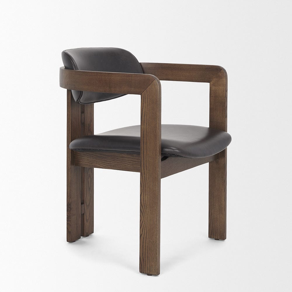 Mercana - Shiro Medium Brown w/ Espresso Brown Leather Dining Chair - 70804 view 6