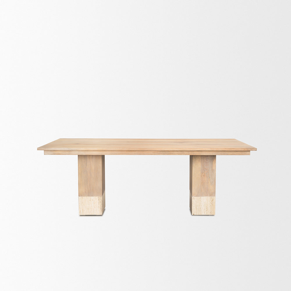 Mercana - Shivon 84" Rectangular Light Brown Mango Wood W/ Travertine Dining Table - 70849-AB view 2