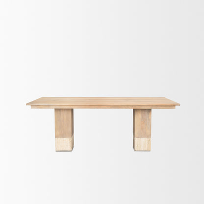 Mercana - Shivon 84" Rectangular Light Brown Mango Wood W/ Travertine Dining Table - 70849-AB view 2