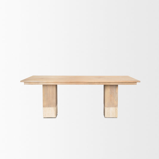 Mercana - Shivon 84" Rectangular Light Brown Mango Wood W/ Travertine Dining Table - 70849-AB view 2