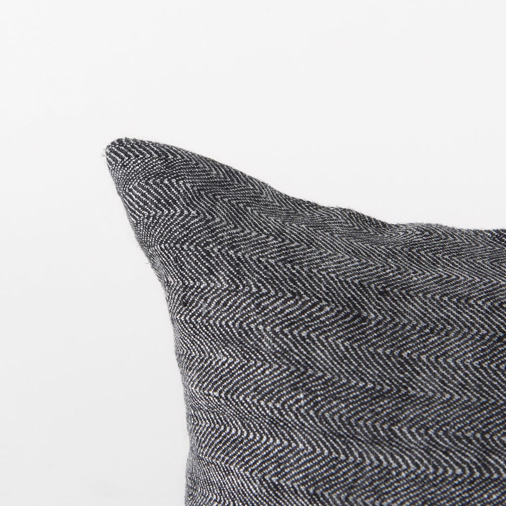 Mercana - Sibyl 13L x 21W Black Fabric Striped and White Fringed Decorative Pillow Cover - 69418 view 6