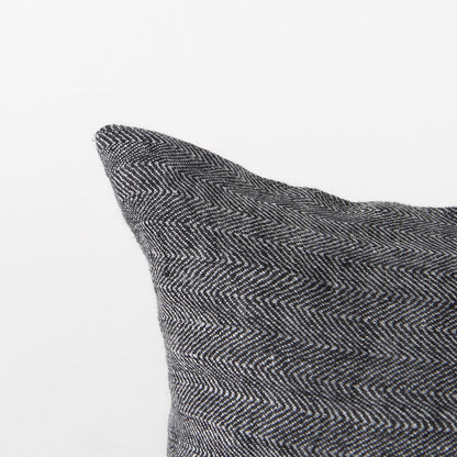 Mercana - Sibyl 13L x 21W Black Fabric Striped and White Fringed Decorative Pillow Cover - 69418 view 6