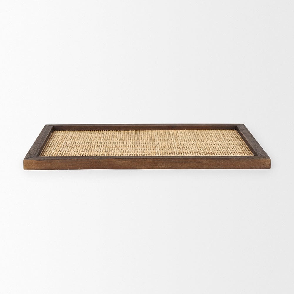 Mercana - Silas Cane and Medium Brown Wood Rectangular Tray - 70137 view 2