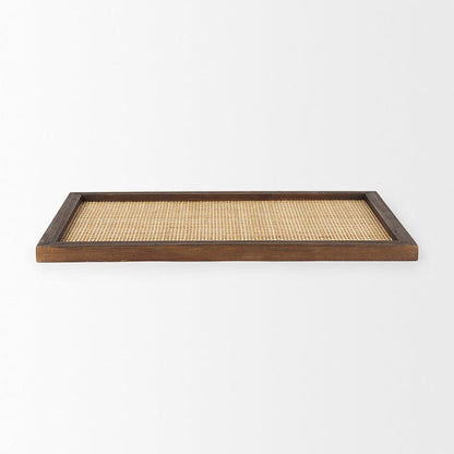 Mercana - Silas Cane and Medium Brown Wood Rectangular Tray - 70137 view 2