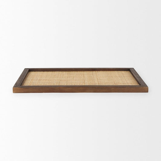 Mercana - Silas Cane and Medium Brown Wood Rectangular Tray - 70137 view 2