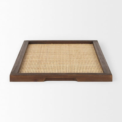 Mercana - Silas Cane and Medium Brown Wood Rectangular Tray - 70137 view 3