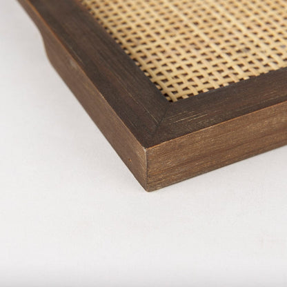 Mercana - Silas Cane and Medium Brown Wood Rectangular Tray - 70137 view 6