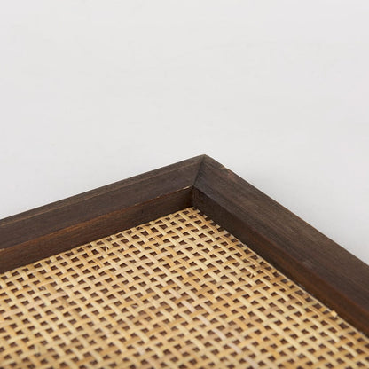 Mercana - Silas Cane and Medium Brown Wood Rectangular Tray - 70137 view 7