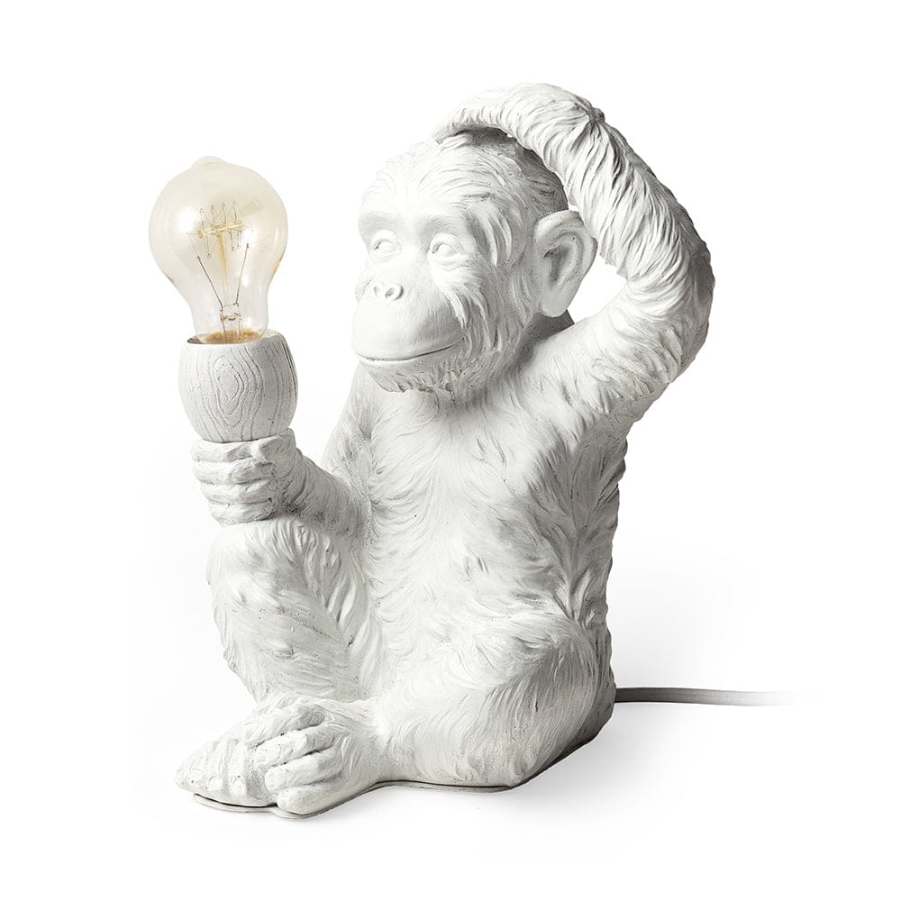 Mercana - Simia 12"H White Resin Playful Monkey Table Lamp - 65319 view 1