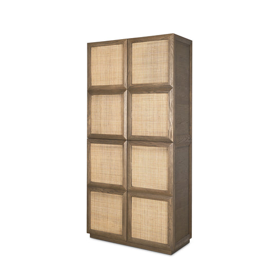 Mercana - Sina Brown Oak Wood w/ Natural Rattan 2 Door Curio Cabinet - 70816 view 1