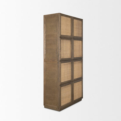 Mercana - Sina Brown Oak Wood w/ Natural Rattan 2 Door Curio Cabinet - 70816 view 5