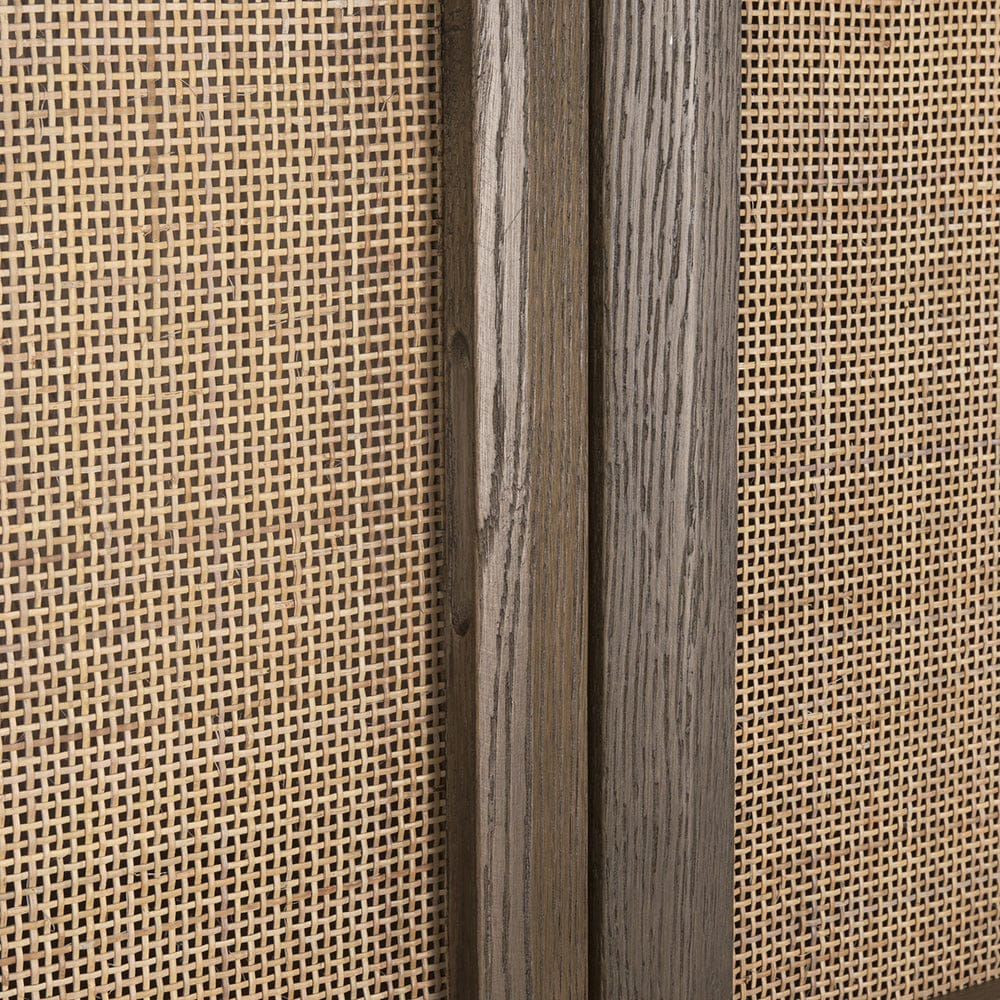 Mercana - Sina Brown Oak Wood w/ Natural Rattan 2 Door Curio Cabinet - 70816 view 8