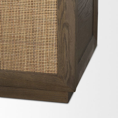 Mercana - Sina Brown Oak Wood w/ Natural Rattan 2 Door Curio Cabinet - 70816 view 9