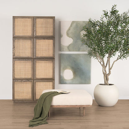 Mercana - Sina Brown Oak Wood w/ Natural Rattan 2 Door Curio Cabinet - 70816 view 12