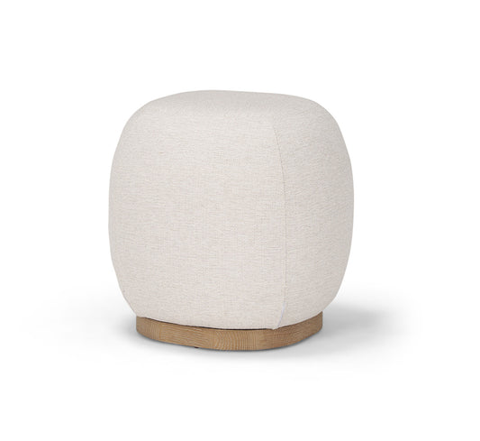 Mercana - Siren Cream Fabric w/ Light Brown Wood Round Accent Stool - 70812 view 1