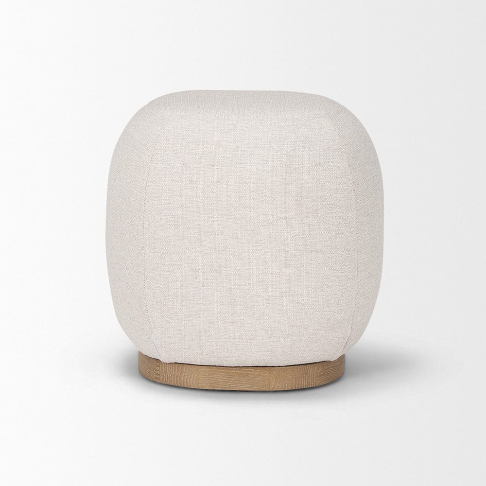 Mercana - Siren Cream Fabric w/ Light Brown Wood Round Accent Stool - 70812 view 2