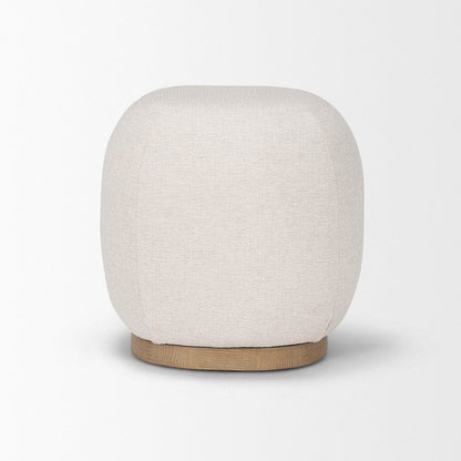 Mercana - Siren Cream Fabric w/ Light Brown Wood Round Accent Stool - 70812 view 2